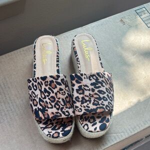Lulu's Animal Print Espadrille Slides